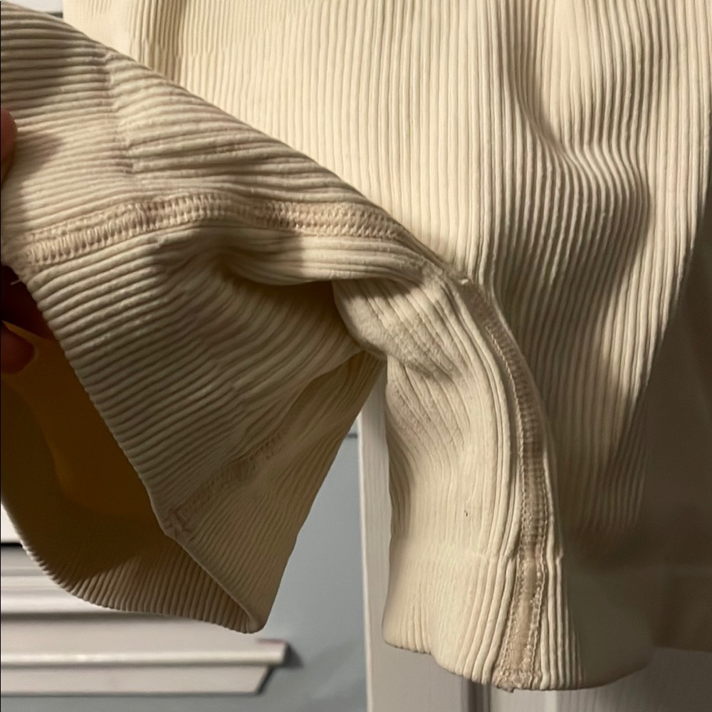 Cream Ribbed Spaghetti Strap Romper - Picture 3 of 3